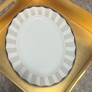 Brian Gluckstein by Lenox Elegant White and Black Striped Dinner Platter
